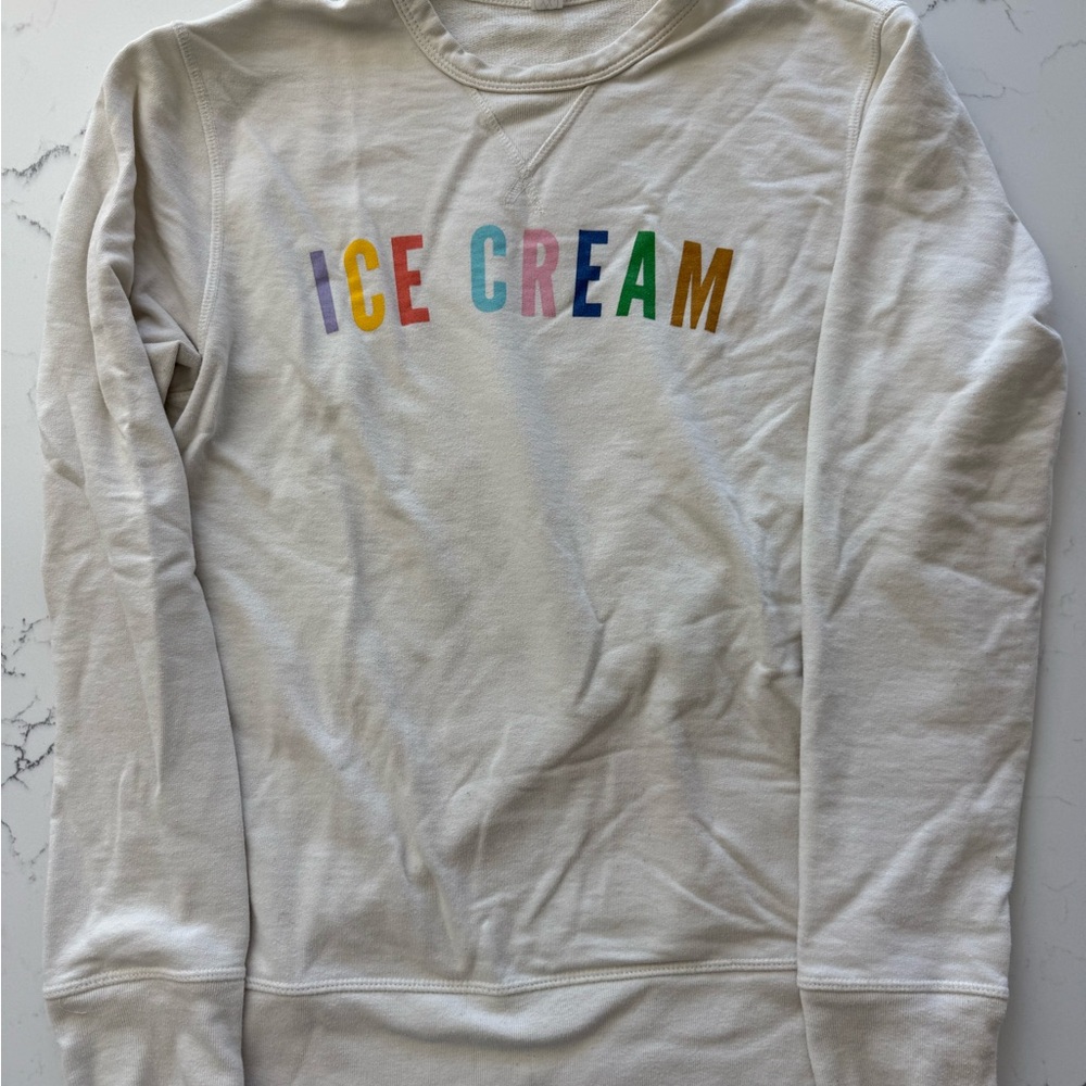 Cream Sweatshirt with Colorful 'Ice Cream' Print